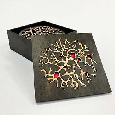 Lichen Coaster Box - Lid Removed