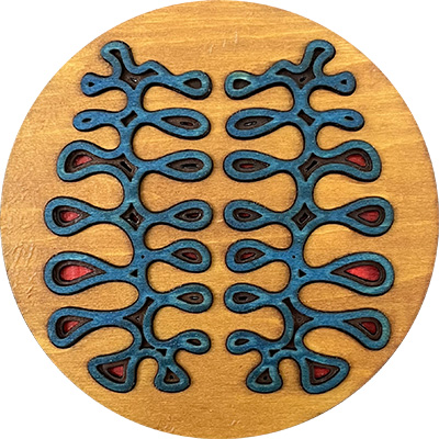 Spine Coaster in Brown Blue and Red