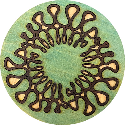 Spine Script Coaster in Blue Brown and Natural