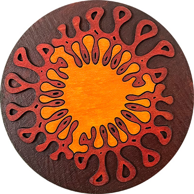 Spine Script Coaster in Brown Red and Orange