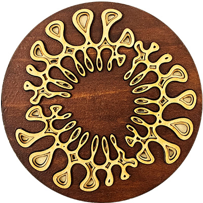 Spine Script Coaster in Wood Tones