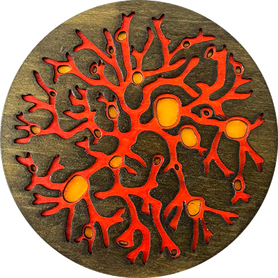 Lichen Coaster in Brown Orange and Light Orange