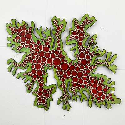 Foliose Lichen #1 in Natural Dark Red and Green