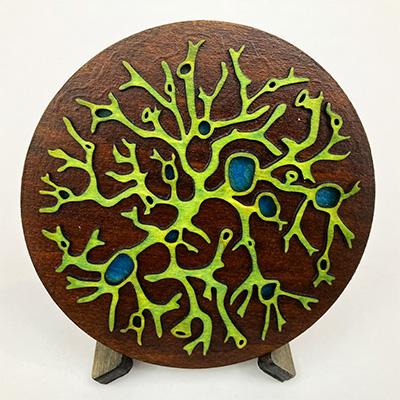 Lichen Inverse Coaster in Teal and Blue