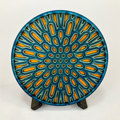 Dandelion Coaster in Blue Light Blue and Orange