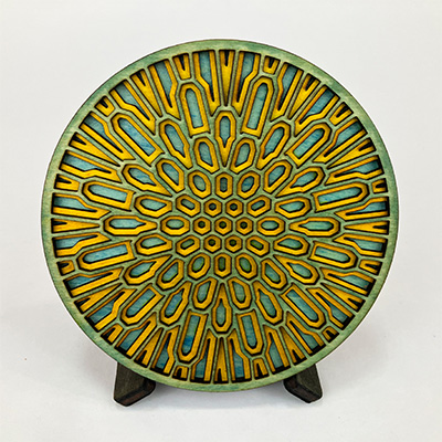 Dandelion Coaster in Blue Light Orange and Blue