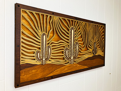 Desert Landscape #1 in Wood Tones Angle View